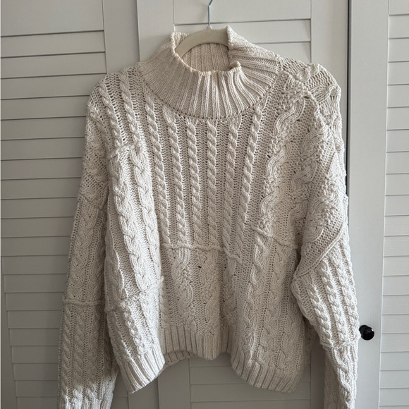 Zara Sweaters - Zara Cream Cable Knit Turtleneck Sweater